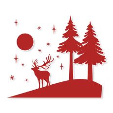 Christmas Scene with Reindeer SVG Cut File