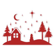 Christmas Scene with Snowman SVG Cut File