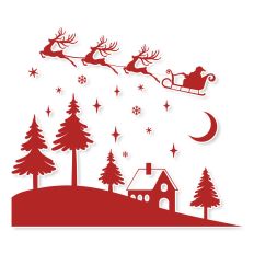Christmas Scene with Santa and Reindeer SVG