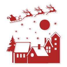 Christmas Scene with Santa and Reindeer SVG