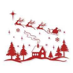 Christmas Scene with Santa and Reindeer SVG