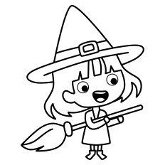 Cartoon Witch Outline