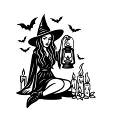 Beautiful witch and lantern