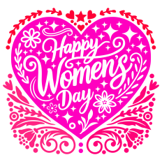 Happy Women's Day Heart Silhouette
