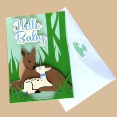 Woodland Baby Invitation or Card 3D SVG Digital Template for Cutting Machines