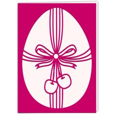 Wrapped Ribbon Bow Cherry Easter Egg Card