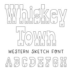 BFC Whiskey Town Western Single-Line Sketch Font
