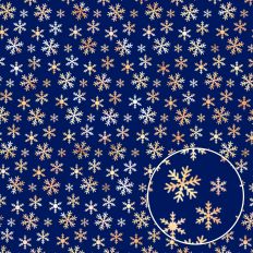 Navy Blue and Gold Foiled Snowflake Background Pattern