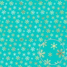 Teal and Gold Foiled Snowflake Background Pattern