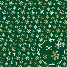 Green and Gold Foiled Snowflake Background Pattern