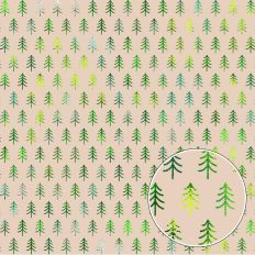 Cream and Green Foiled Christmas Tree Background Pattern