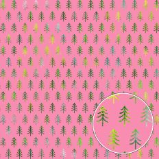 Pink and Green Foiled Christmas Tree Background Pattern