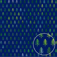 Navy Blue and Green Foiled Christmas Tree Background Pattern