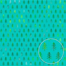 Teal and Green Foiled Christmas Tree Background Pattern