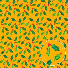 Yellow Glitter Holly Background Pattern