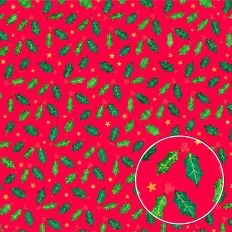 Red Glitter Holly Background Pattern