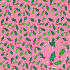 Pink Glitter Holly Background Pattern