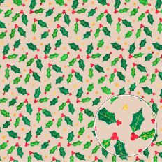 Cream Glitter Holly Background Pattern