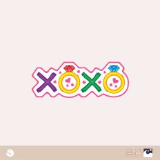 XOXO with Hearts and Rings SVG for Silhouette