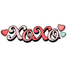 XOXO Title Hearts Hugs Kisses - Print and Cut