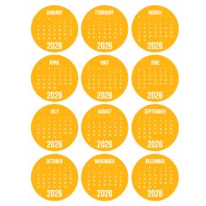Yellow 2026 Calendar Circles