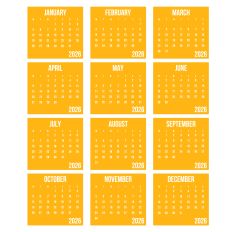 Yellow 2026 Calendar Squares