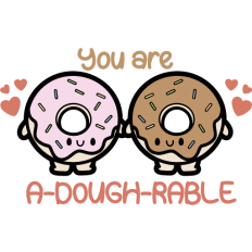 chibi donuts in love valentine pun