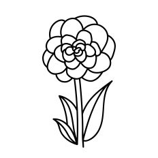 Zinnia Flower SVG – Hand-Drawn Floral Line Art for Silhouette Design Studio