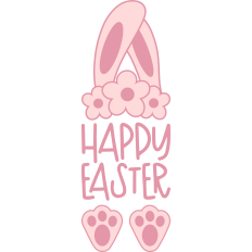 Happy Easter Bunny Ears And Feet Floral Crown Split Monogram
